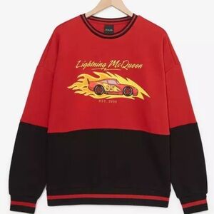 NEW Disney Pixar Cars Lightning McQueen Panel Crewneck Sweatshirt Sz M NWT